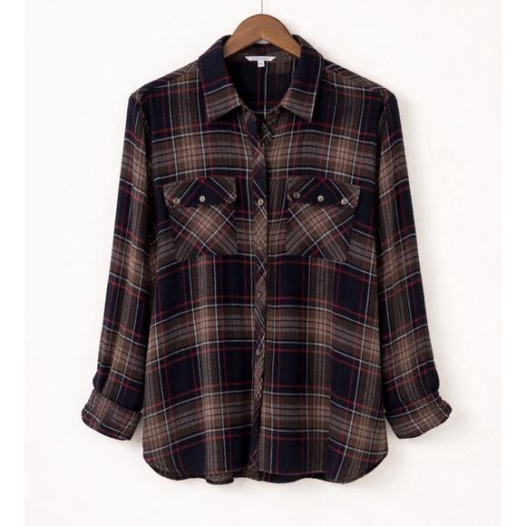 John Mark Plaid Button Up Shirt XL Mixed Print Floral Back Long Sleeve - Picture 3 of 7